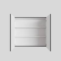 Spiegelkast BWS Cube 80x70x16 cm 2 Deuren Antraciet met Mat Wit - thumbnail