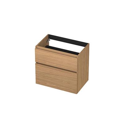 INK - Onderkast 2 Laden Greeploos met Houten Keerlijst A-symmetrisch - 700x450x650 Mm - Blank Eiken