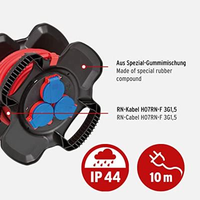Brennenstuhl 1169710100 power uitbreiding 10 m 3 AC-uitgang(en) Buiten Zwart, Rood - thumbnail