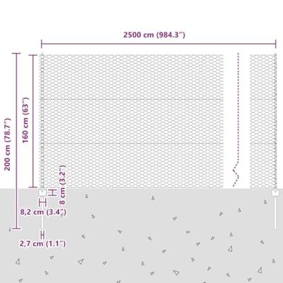 VidaXL Hek met paal groen 1,6 x 25 m staal en pvc