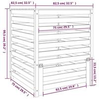 Compostbak 82,5x82,5x99,5 cm massief grenenhout wit - thumbnail