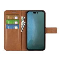 Casecentive Leren Wallet case met sluiting iPhone 14 bruin - thumbnail