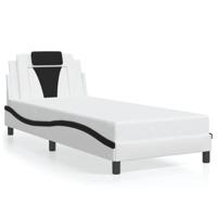 Bedframe "Viana" met LED zonder matras kunstleer wit en zwart 80x200 cm - thumbnail