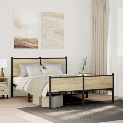 Bedframe zonder matras metaal sonoma eikenkleurig 137x190 cm