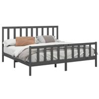 Bedframe massief grenenhout grijs 200x200 cm - thumbnail