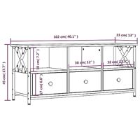 Tv-meubel 102x33x45 cm bewerkt hout en ijzer bruin eikenkleur - thumbnail