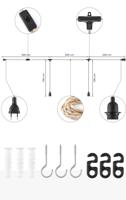 Vintage Hanglamp kit - 3-licht Linen Hanglamp met schakelaar 750 cm - Geschikt voor woonkamers en landhuizen - DIY kabel set met 3 x E27 lampfittingen - Geschikt voor lampenkappen - thumbnail