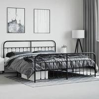 Bedframe met hoofd- en voeteneinde metaal zwart 200x200 cm - thumbnail