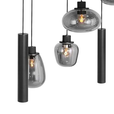 Steinhauer Hanglamp reflexion L 140 cm B 25 cm 9 lichts 3796 zwart