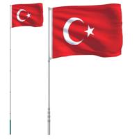 VidaXL Vlag met vlaggenmast turkije 5,5 m aluminium - thumbnail
