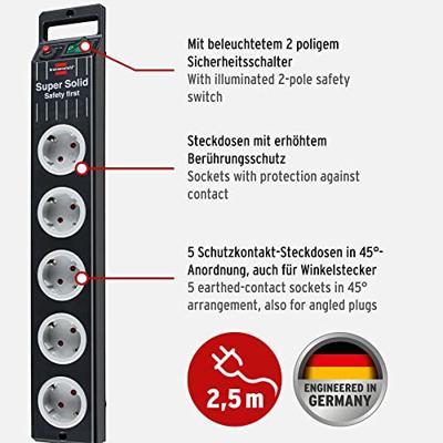 Brennenstuhl 1153380115 Stekkerdoos met schakelaar 5-voudig Zwart Randaarde stekker 1 stuk(s) Brennenstuhl 1153380115 Stekkerdoos met schakelaar 5-voudig Zwart Randaarde stekker 1 stuk(s)