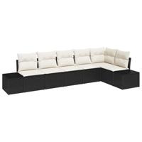 Tuinbankenset met opslag 6 pcs Zwart en Crème poly rattan - thumbnail