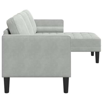 Bankstel Lichtgrijs 173 x 131 x 67 cm Fluweel