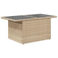 Tuintafel met glazen blad 100x55x73 cm poly rattan beige - thumbnail