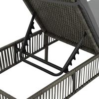 Ligbed 197x56x32 cm poly rattan grijs - thumbnail