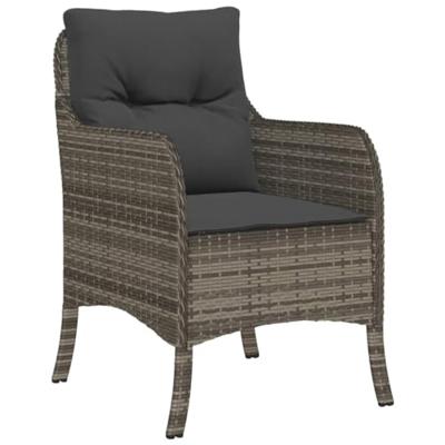 Tuinstoelen 2 st met kussens poly rattan grijs - thumbnail
