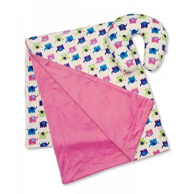 Nursery Time reisset babydeken en nekkussen olifant 2 delig roze