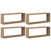 Wandschappen kubus 4 st 60x15x23 cm hout artisanaal eiken - thumbnail