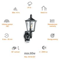 Steinel AUSSENLEUCHTE L 15 S SW 617813 Buitenlamp met bewegingsmelder (wand) LED E27 60 W Zwart - thumbnail