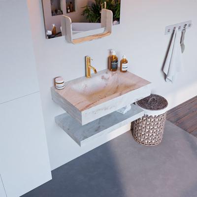 MONDIAZ ALAN-DLUX 70cm planchet Frappe. Vrijhangende wastafel CLOUD midden 1 kraangat, kleur Frappe. MONDIAZ ALAN-DLUX 70cm planchet Frappe. Vrijhangende wastafel CLOUD midden 1 kraangat, kleur Frappe.