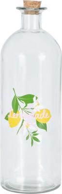 Fles glas met dop kurk 1L