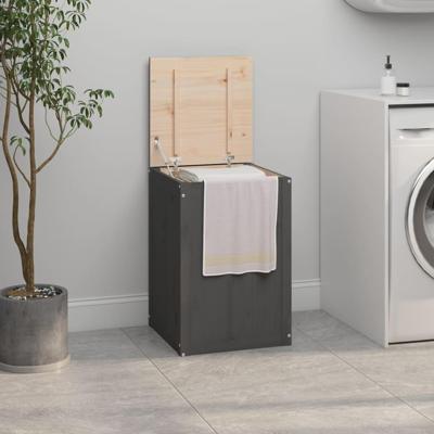 Wasmand 44x44x66 cm massief grenenhout grijs Wasmand 44x44x66 cm massief grenenhout grijs