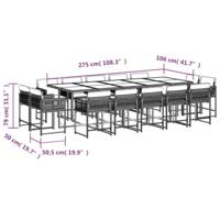 15-delige Tuinset met kussens poly rattan grijs - thumbnail