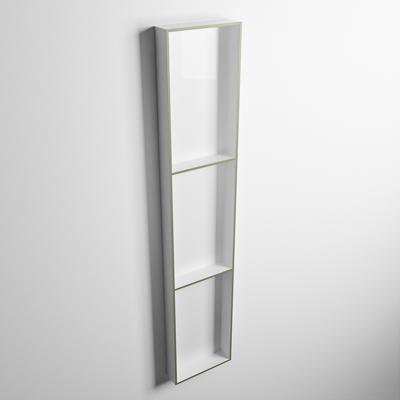 MONDIAZ EASY Nis 149,5x29,5cm in solid surface kleur Army | Talc. 3 vakken geschikt voor in- of opbouw MONDIAZ EASY Nis 149,5x29,5cm in solid surface kleur Army | Talc. 3 vakken geschikt voor in- of opbouw