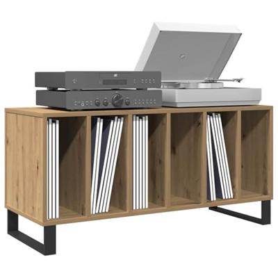 Platenkast met plank artisanaal eikenkleurig 100 x 38 x 48 cm