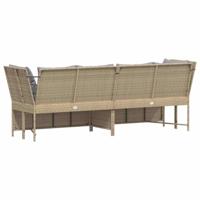 Tuinbank met kussens poly rattan beige - thumbnail