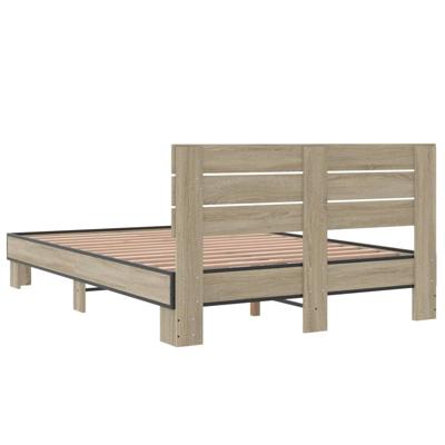 Bedframe bewerkt hout metaal sonoma eikenkleurig 150x200 cm
