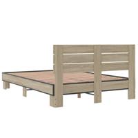 Bedframe bewerkt hout metaal sonoma eikenkleurig 150x200 cm - thumbnail