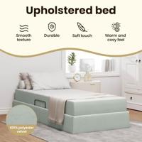 Opbergbed met matras met matras Lichtgrijs 90 x 190 cm Fluweel - thumbnail
