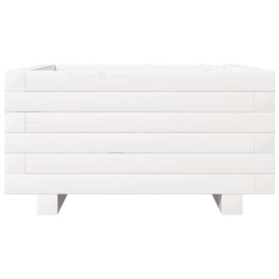 VidaXL Plantenbak 50x50x26,5 cm massief grenenhout wit