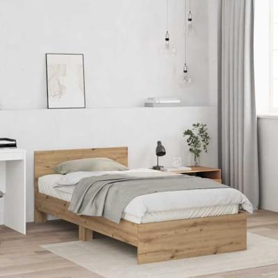 Bedframe met hoofdeinde Artisan Eiken 100 x 200 cm Bewerkt hout