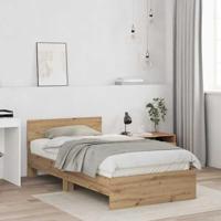 Bedframe met hoofdeinde Artisan Eiken 100 x 200 cm Bewerkt hout - thumbnail