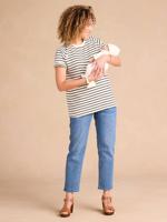 Zwangerschaps- en voedings-T-shirt met strepen ENVIE DE FRAISE ecru - thumbnail