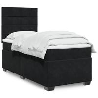 Boxspring met matras fluweel zwart 90x190 cm - thumbnail