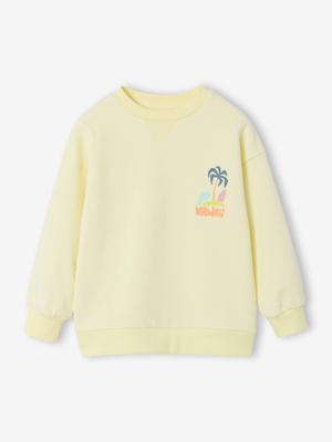 Sweater met ronde hals en lange mouwen lichtgeel