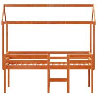 Hoogslaper met dak massief grenenhout wasbruin 75x190 cm - thumbnail