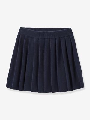 Geplooide tricot rok voor meisjes van CYRILLUS marineblauw