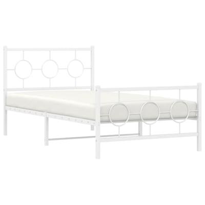 Bedframe met hoofd- en voeteneinde metaal wit 100x190 cm Bedframe met hoofd- en voeteneinde metaal wit 100x190 cm