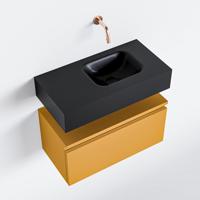 MONDIAZ ANDOR 60cm toiletmeubel ocher. LEX 60cm wastafel urban rechts geen kraangat - thumbnail