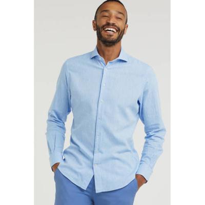 Profuomo Originale Overhemd Blauw Linnen Oxford Cutaway Slim Fit