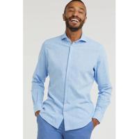 Profuomo Originale Overhemd Blauw Linnen Oxford Cutaway Slim Fit - thumbnail