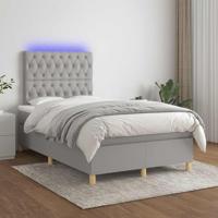 Boxspring met matras en LED stof lichtgrijs 120x190 cm - thumbnail