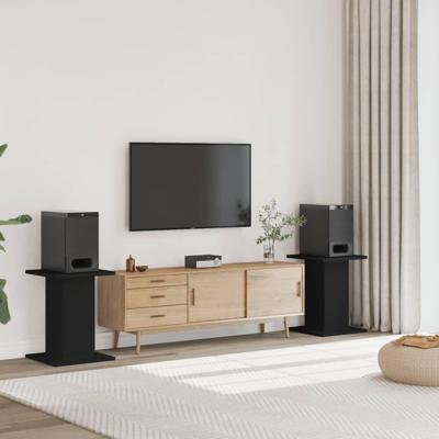 Speakerstandaards 2 st 30x30x60 cm bewerkt hout zwart