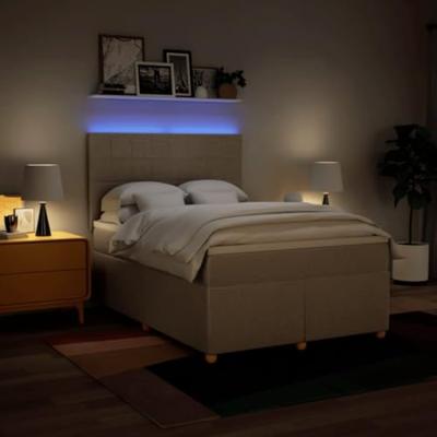 Boxspring met matras stof crèmekleurig 160x200 cm