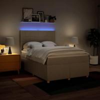 Boxspring met matras stof crèmekleurig 160x200 cm - thumbnail