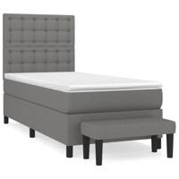 Boxspring met matras stof donkergrijs 90x190 cm - thumbnail